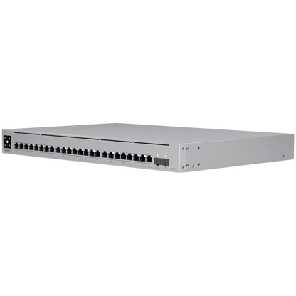 Ubiquiti Layer 3 switch with (24) 10GbE RJ45 ports and (2) 25G SFP28 ports