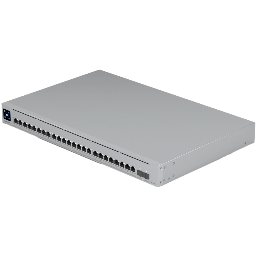 Ubiquiti Layer 3 switch with (24) 10GbE RJ45 ports and (2) 25G SFP28 ports