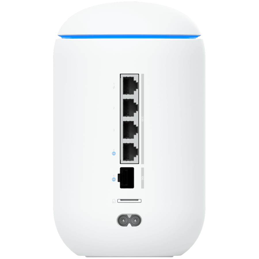 Ubiquiti UniFi UDR7 Dream Router 7 Desktop 10G Cloud Gateway with integrated WiFi 7, PoE switch, microSD storage, and full UniFi application support, 10G SFP+ and (1) 2.5 GbE RJ45 WAN port, 64 GB microSD