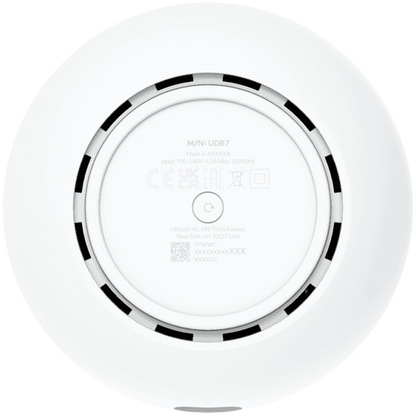Ubiquiti UniFi UDR7 Dream Router 7 Desktop 10G Cloud Gateway with integrated WiFi 7, PoE switch, microSD storage, and full UniFi application support, 10G SFP+ and (1) 2.5 GbE RJ45 WAN port, 64 GB microSD