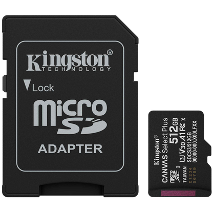 Kingston 512GB microSDXC Canvas Select Plus Gen3 150MB/s A1 Card + Adapter