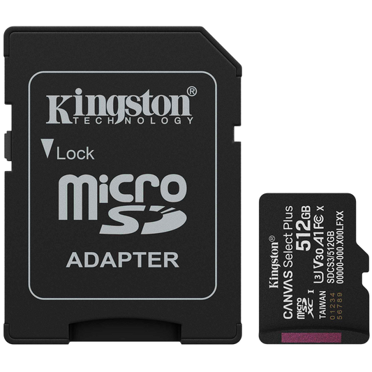 Kingston 512GB microSDXC Canvas Select Plus Gen3 150MB/s A1 Card + Adapter
