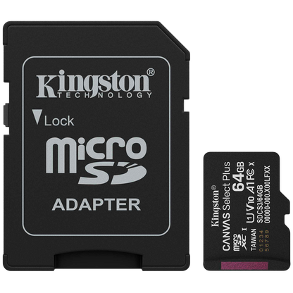 Kingston 64GB microSDXC Canvas Select Plus Gen3 100MB/s A1 Card + Adapter