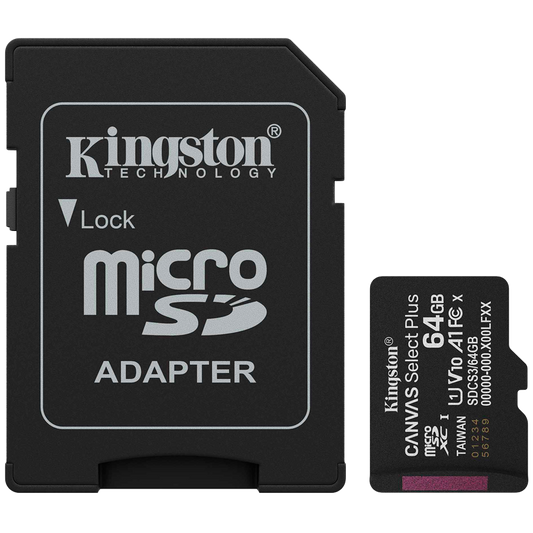 Kingston 64GB microSDXC Canvas Select Plus Gen3 100MB/s A1 Card + Adapter