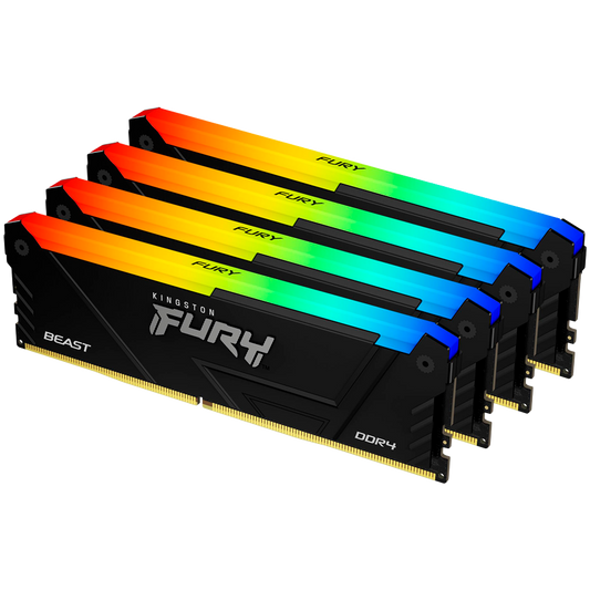 Kingston 64GB 3200MT/s DDR4 CL16 DIMM (Kit of 4) 1Gx8 FURY Beast RGB