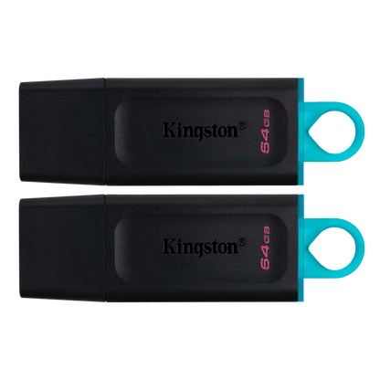 Kingston 64GB USB3.2 Gen 1 DataTraveler Exodia (Black + Teal) - 2 Pieces