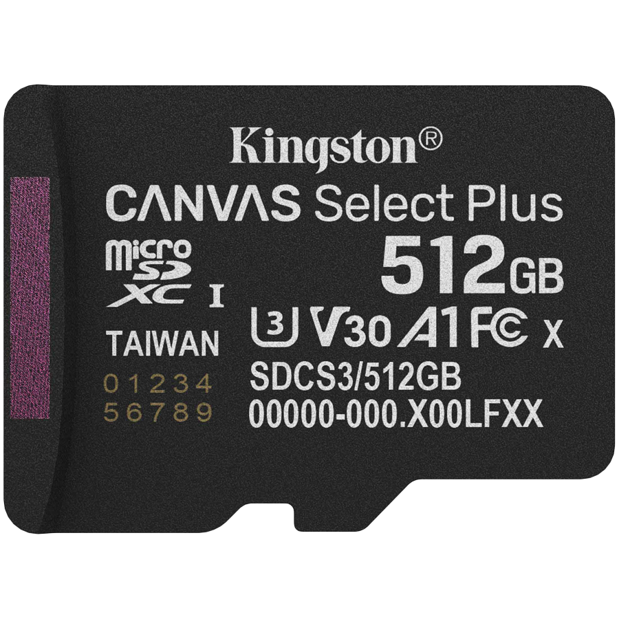 KINGSTON 512GB micSDXC Canvas Select Plus Gen3 150R A1 w/o ADP