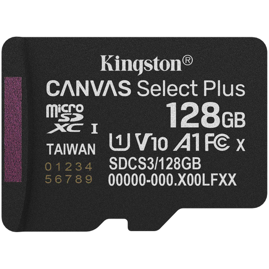 Kingston 128GB micSDXC Canvas Select Plus Gen3 150R A1 Single Pack w/o ADP