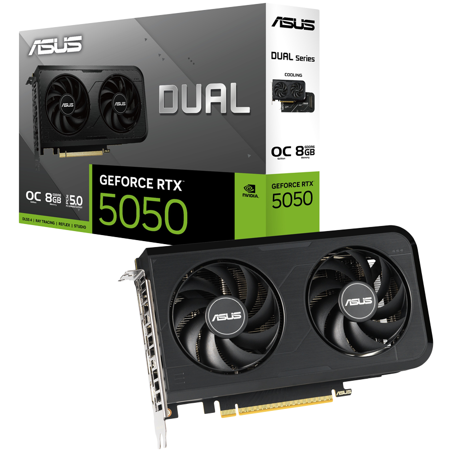 ASUS Video Card NVidia Dual GeForce RTX 5050 OC Edition 8GB GDDR6 (DUAL-RTX5050-O8G) VGA, PCIe 5.0, 1xHDMI 2.1b, 3xDisplayPort 2.1b