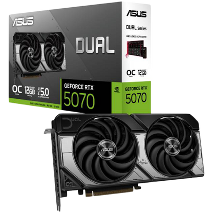 ASUS Video Card NVidia Dual GeForce RTX 5070 OC Edition 12GB GDDR7 (DUAL-RTX5070-O12G), VGA, PCIe 5.0, 1xHDMI 2.1b, 3xDisplayPort 2.1b