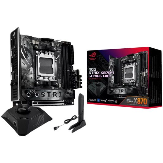 ASUS ROG STRIX X870-I GAMING WIFI AM5 mini-ITX gaming MB - AMD X870 2xDIMM DDR5 2xM.2 2xSATA PCIe 5.0 2.5Gb Ethernet WiFi 7 + Bluetooth 1xHDMI 2xUSB4 40Gbps ports (USB Type-C) with Aura Sync
