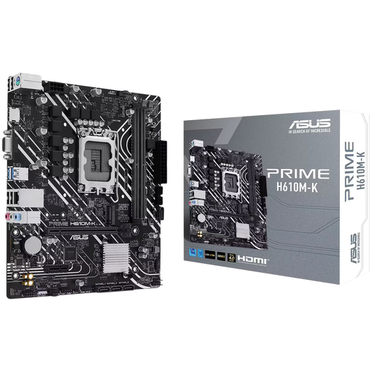 ASUS PRIME H610M-K LGA1700 mATX MB - Intel H610 2xDIMM DDR5 1xM.2 4xSATA PCIe 4.0 1Gb Ethernet 1xD-SUB 1xHDMI with COM and RGB header