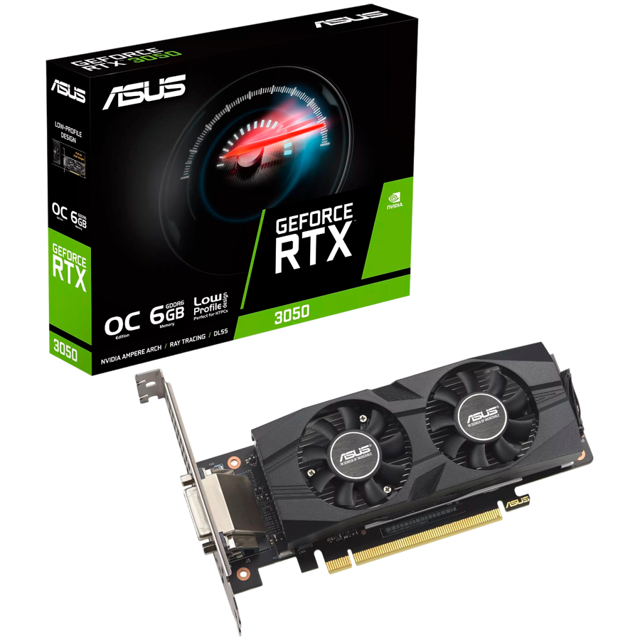 ASUS Video Card NVidia RTX3050 LP BRK OC 6GB/96-bit GDDR6 DVI HDMI DP