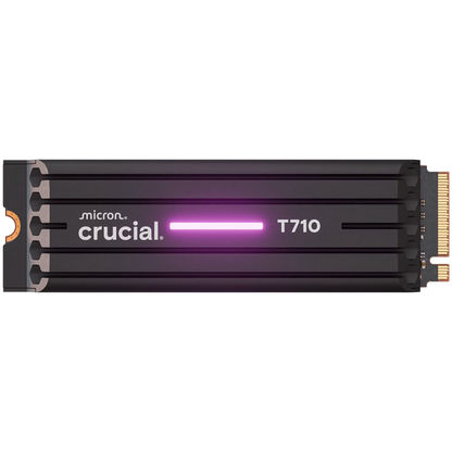 CRUCIAL T710 1TB PCIe Gen5 NVMe M.2 2280 SSD up to 14900 MB/s read and 13700 MB/s write, with heatsink