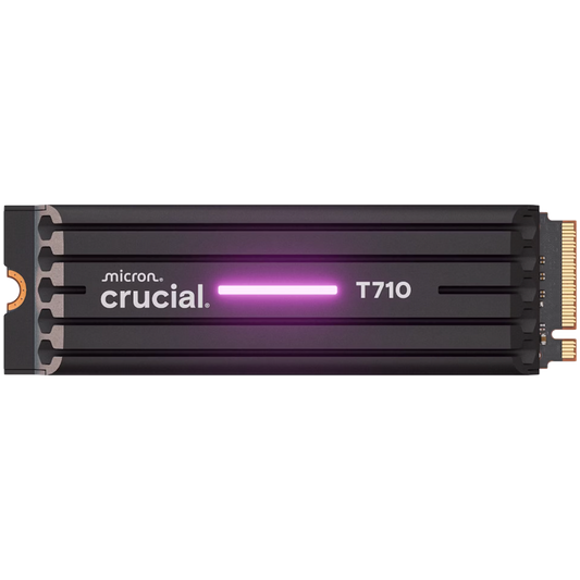 CRUCIAL T710 1TB PCIe Gen5 NVMe M.2 2280 SSD up to 14900 MB/s read and 13700 MB/s write, with heatsink