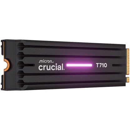CRUCIAL T710 1TB PCIe Gen5 NVMe M.2 2280 SSD up to 14900 MB/s read and 13700 MB/s write, with heatsink
