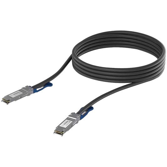 Ubiquiti UACC-DAC-QSFP28-1M QSFP28 direct attach cable with a 100 Gbps max data rate, compatible with QSFP28 and QSFP+ interfaces