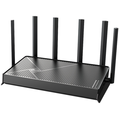 TP-Link Dual-Band BE6500 Wi-Fi 7 Router, 688Mbps at 2.4GHz, 5764Mbps at 5GHz, 6 antennas, 2.0GHz quad core CPU, 2.5Gbps WAN port, 2.5Gbps LAN port, 3 x 1Gbps LAN ports, 1x USB 3.0 port, MLO, 4K QAM, OFDMA