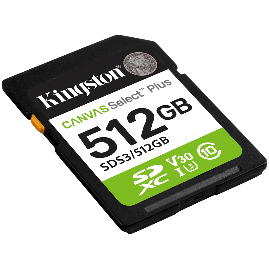 KINGSTON 512GB SDXC Canvas Select Plus Gen3 150MB/s C10 UHS-I U3 V30