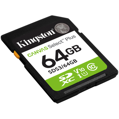 Kingston 64GB SDXC Canvas Select Plus Gen3 100MB/s C10 UHS-I U1 V10