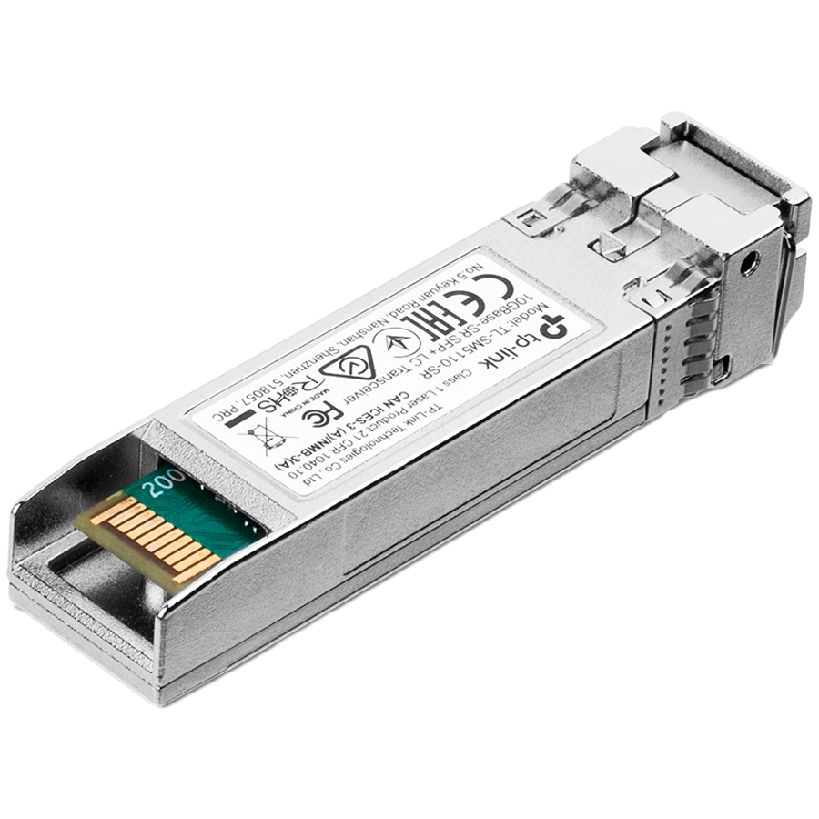 TP-Link SM5110-SR Omada 10GBase-SR SFP+ LC Transceiver, Multi-mode SFP+ LC Transceiver, Hot-Pluggable, Supports Digital Diagnostic Monitoring (DDM), 850nm, 300 m