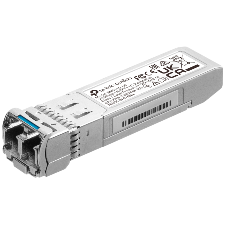 TP-Link SM5110-LR Omada 10GBase-LR SFP+ LC Transceiver, Single-mode SFP+ LC Transceiver, Hot-Pluggable, Supports Digital Diagnostic Monitoring (DDM), 1310 nm, 10 km