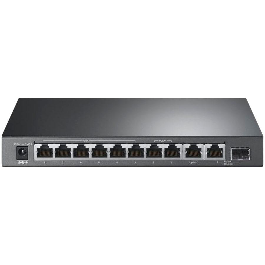 10-Port Gigabit Desktop Switch with 6-Port PoE+ and 2-Port PoE++PORT: 2× Gigabit PoE++ Ports, 6× by TP-Link – product photo