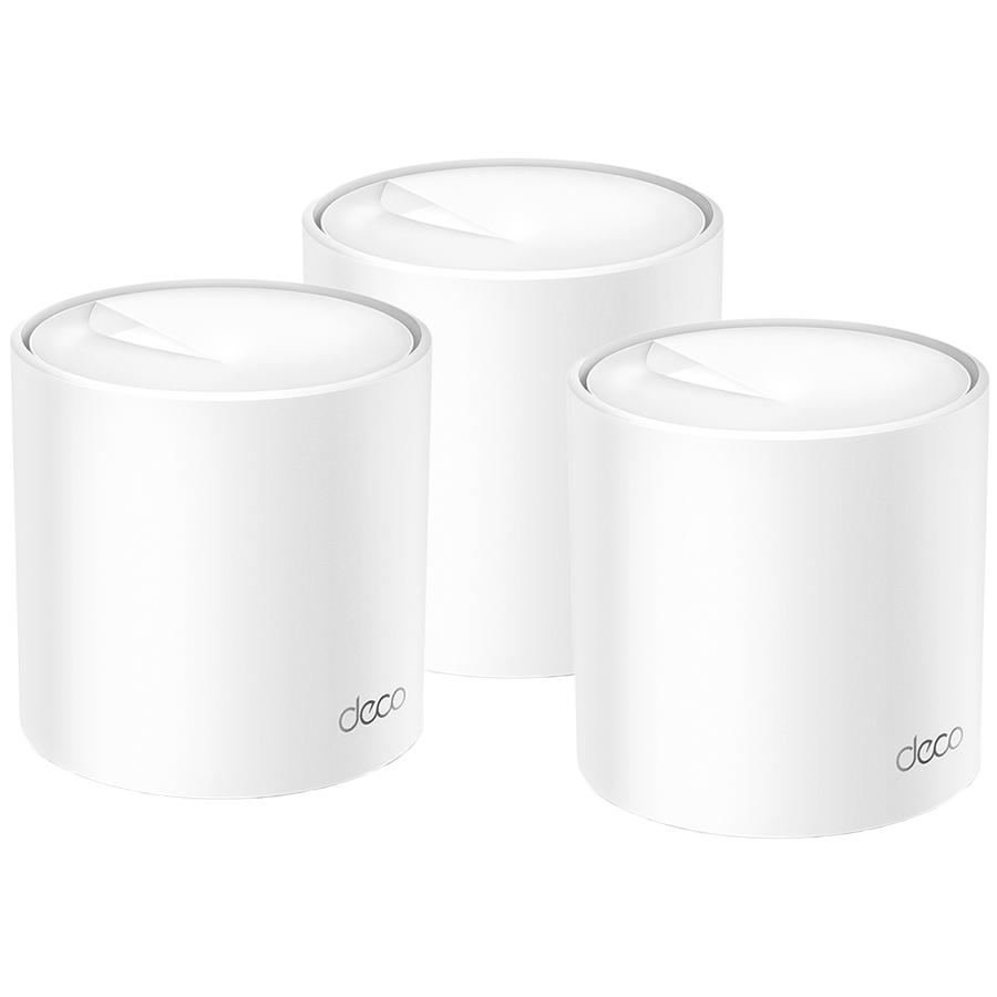 TP-Link Deco X50(3-pack) AX3000 Whole Home Mesh Wi-Fi 6 System, 574 Mbps at 2.4 GHz + 2402 Mbps at 5 GHz, 2× Internal Antennas, 3× Gigabit Ports (WAN/LAN auto-sensing), 2 Streams and HE160 for 5GHz, Deco App, Router/AP Mode, IPv6, IPTV, HomeShield