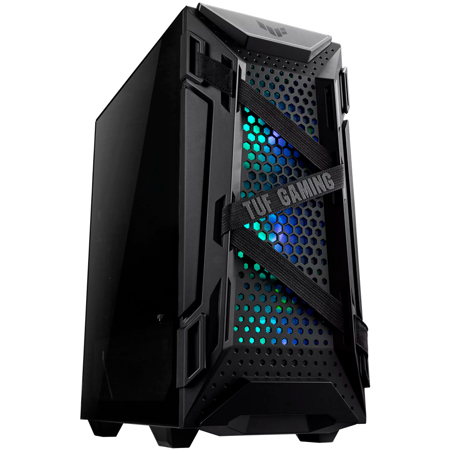 ASUS TUF Gaming GT301 ATX mid-tower compact case with tempered glass side panel, honeycomb front panel, 120mm AURA Addressable RGB fan, headphone hanger and 360mm radiator support