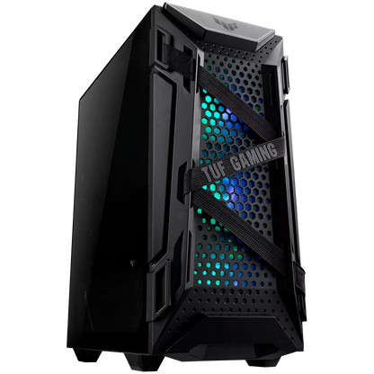 ASUS TUF Gaming GT301 ATX mid-tower compact case with tempered glass side panel, honeycomb front panel, 120mm AURA Addressable RGB fan, headphone hanger and 360mm radiator support