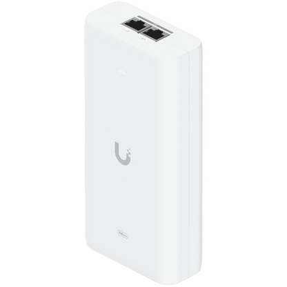 Ubiquiti UniFi 10G PoE+++ Adapter (90W), can power UniFi PoE+++ devices, reduce dependency on PoE switch power, and provide a Multi-Gigabit LAN connection, Contains RJ45 data input, AC cable with earth ground, and PoE+++ output