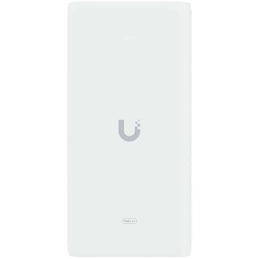 Ubiquiti UniFi 10G PoE+++ Adapter (90W), can power UniFi PoE+++ devices, reduce dependency on PoE switch power, and provide a Multi-Gigabit LAN connection, Contains RJ45 data input, AC cable with earth ground, and PoE+++ output