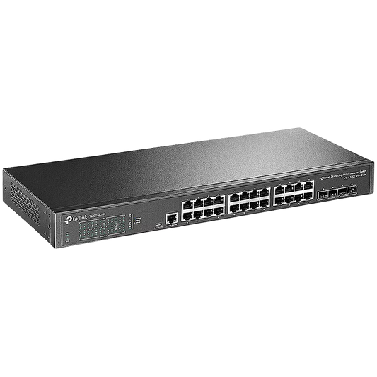 TP-Link SG3428X-M2 Omada 24-Port 2.5GBASE-T L2+ Managed Switch with 4 10GE SFP+ Slots, 24× 2.5 Gbps RJ45 ports, 4× 10 Gbps SFP+, Static Routing, VLAN, ACL, QoS, IGMP Snooping, OAM, DDM, ERPS, Zero-Touch Provisioning, Omada APP