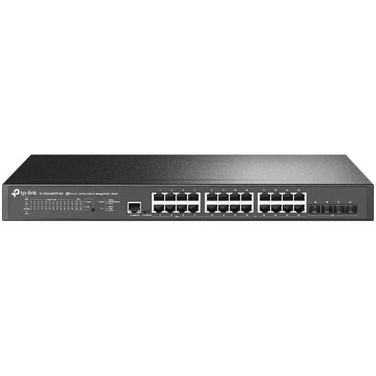 Omada 24-Port Gigabit and 4-Port 10GE SFP+ L2+ Managed Switch with 24-Port PoE+