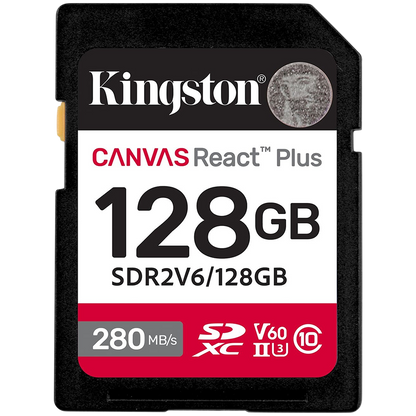 Kingston 128GB SDXC Canvas React Plus SDXC UHS-II 280R/100W U3 V60
