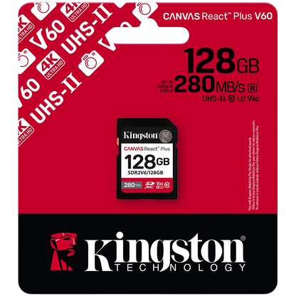Kingston 128GB SDXC Canvas React Plus SDXC UHS-II 280R/100W U3 V60