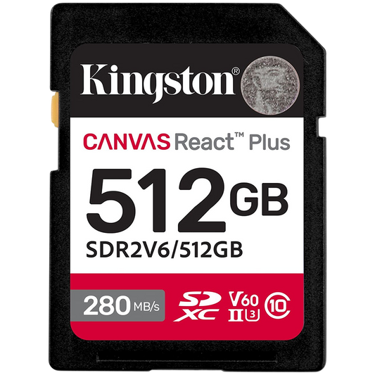 Kingston 512GB SDXC Canvas React Plus SDXC UHS-II 280R/150W U3 V60