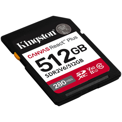 Kingston 512GB SDXC Canvas React Plus SDXC UHS-II 280R/150W U3 V60