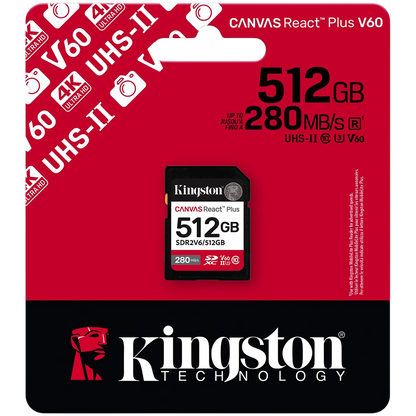 Kingston 512GB SDXC Canvas React Plus SDXC UHS-II 280R/150W U3 V60
