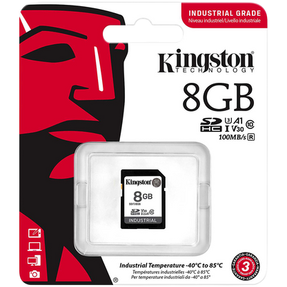 Kingston 8GB SDHC Industrial -40C to 85C C10 UHS-I U3 V30 A1 pSLC