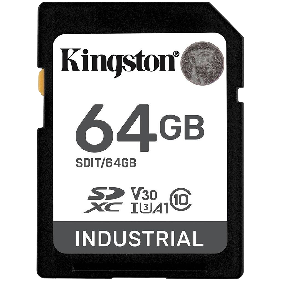 Kingston 64GB SDXC Industrial -40C to 85C C10 UHS-I U3 V30 A1 pSLC