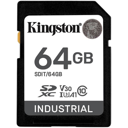 Kingston 64GB SDXC Industrial -40C to 85C C10 UHS-I U3 V30 A1 pSLC