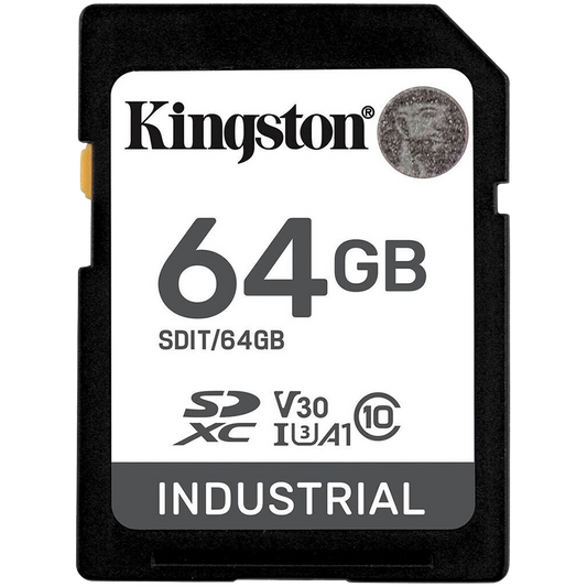 Kingston 64GB SDXC Industrial -40C to 85C C10 UHS-I U3 V30 A1 pSLC