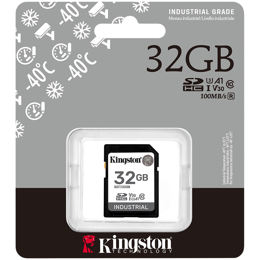 Kingston 32GB SDHC Industrial -40C to 85C C10 UHS-I U3 V30 A1 pSLC