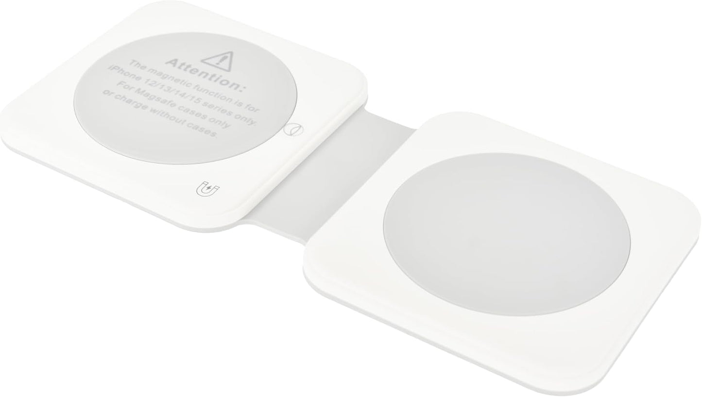 Dviced 2-in-1 foldable magnetic wireless charger - White