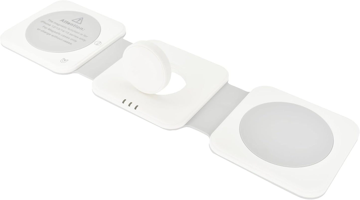 Dviced 3-in-1 foldable magnetic wireless charger - White