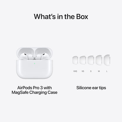 Apple AirPods Pro 3 Wireless Earbuds, Active Noise Cancellation, Live Translation, Heart Rate Sensing, Hearing Aid Feature, Bluetooth Headphones, Spatial Audio, High‑Fidelity Sound, USB‑C Charging