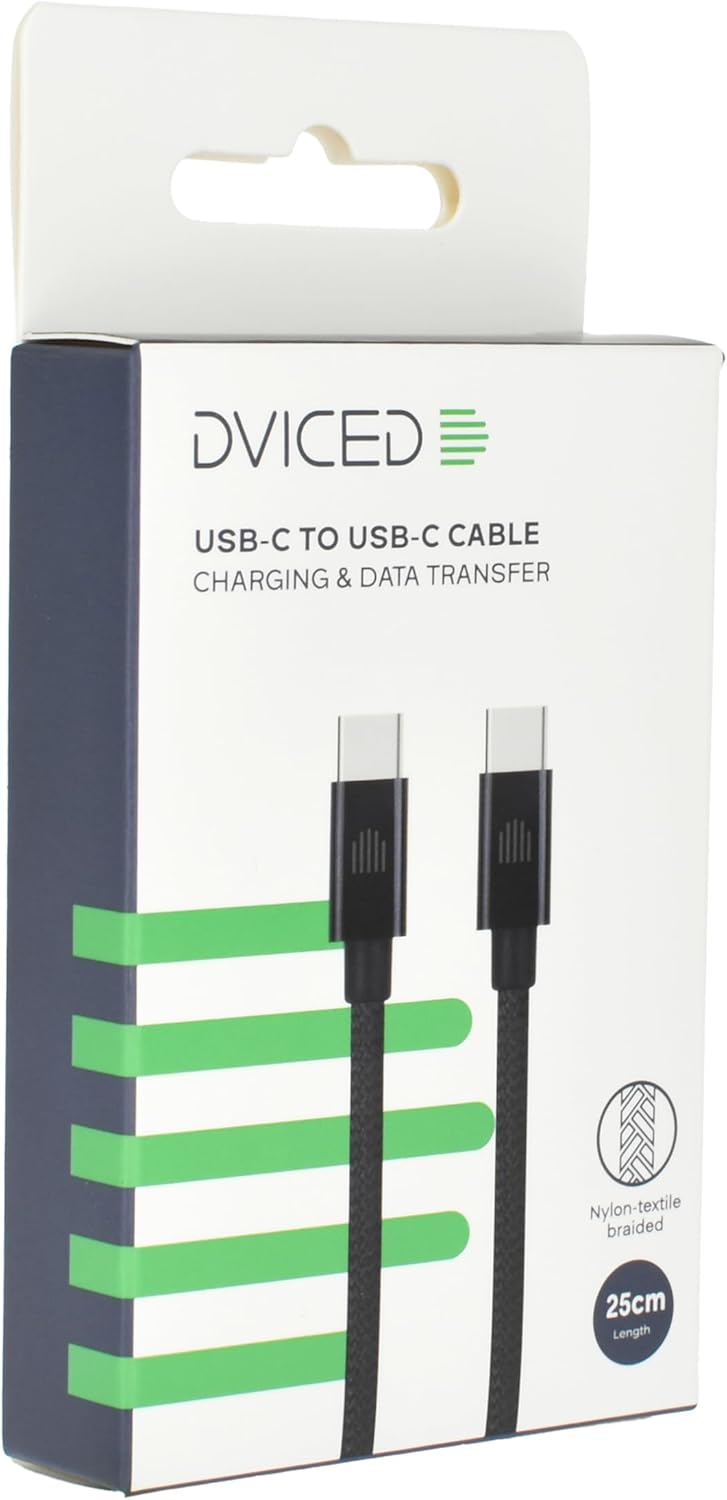Dviced Cable USB-C to USB-C Nylon Textile 0,25m - Black