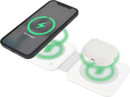 Dviced 2-in-1 foldable magnetic wireless charger - White