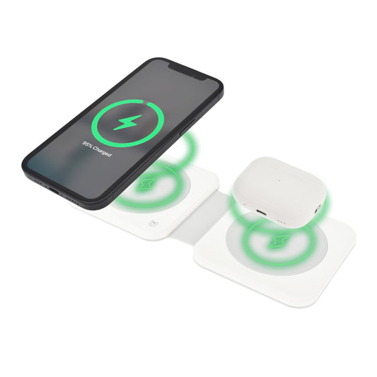 Dviced 2-in-1 foldable magnetic wireless charger - White